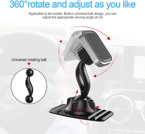 Magnetic Phone Mount for Car, 360° Rotatable Universal Mobile Phone Holder for Dashboard and More Places, Suitable for iPhone 12/12 Pro/Pro Max Mo...