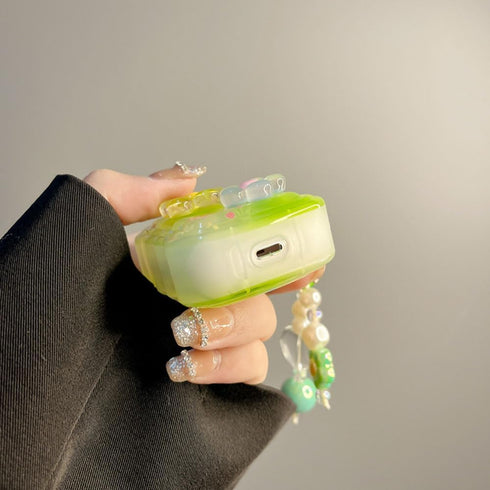 for AirPods Case with Cleaner Kit Cute 3D Curly Wave Frame Flowers Design Preppy Fashion with Keychain, Soft TPU Protective AirPods 2nd & 1st Gene...