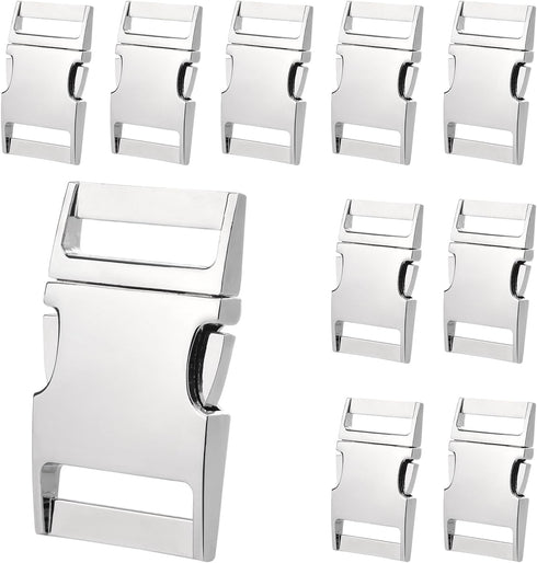 CooBigo 10 Pack Bulk Dog Collar Hardware Metal Buckle 1 inch Webbing Backpack Buckle Replacement Backpack Strap Kit Prong Collar Clip Buckles(Silv...