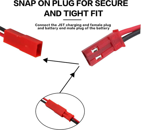 4.8V USB Charger Cable with JST 2 Pin Plug Compatible RC Car RC Plane RC Tank RC Boat and Other Remote Control Toys for Universal 4.8V Lipo Batter...