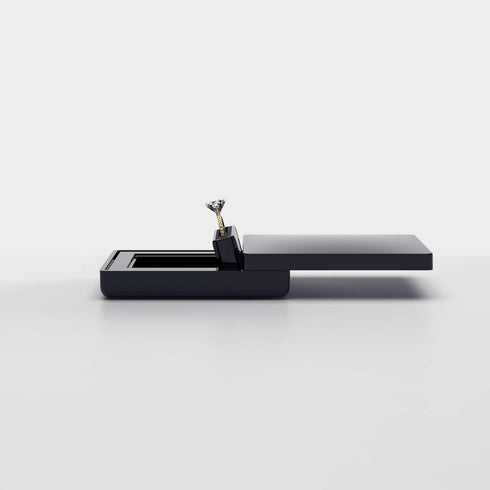 MONOLIX Slim Engagement Ring Box, Thin Unique Sliding Lid, Elegant Discreet Secret Surprise Marriage Wedding Proposal Case (Black, mini)...