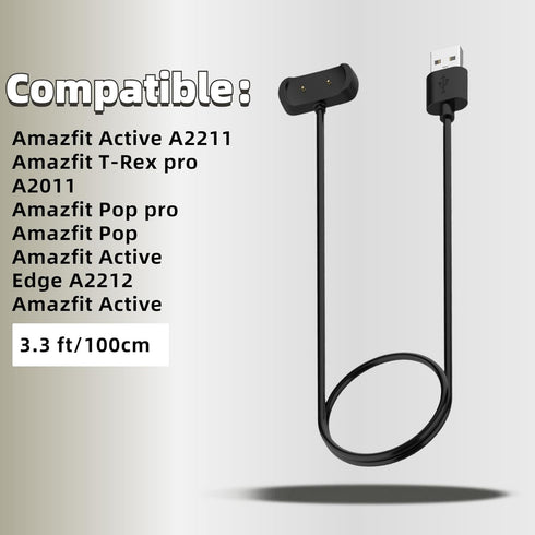 Charger for Amazfit Active A2211/T-Rex pro A2011/Pop pro/Pop,Compatible with Amazfit Active Edge A2212/Active,USB A Charging Cable Dock Cord 3.3ft...