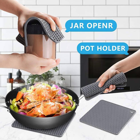 Silicone Trivet Mats, Trivets for Hot Pots and Pans, Heat Resistant Mat for Kitchen, Multi-Purpose Pot Holder, Non-Slip Jar Opener, Gripper Pad, D...