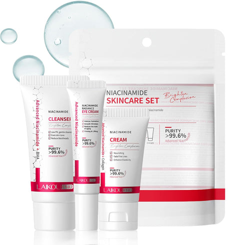 Niacinamide Travel Size Skin Care Set, Travel Size Skincare Set for Teenagers Girls, Travel Size Face Care Kit with Cleanser, Eye Cream, Cream, Fa...