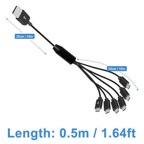 Poyiccot Micro USB Splitter Cable, 6 in 1 Micro USB Charger Cable, Micro USB Multi Charging Cable, USB 2.0 Type A Male to 6 Micro USB Male Splitte...