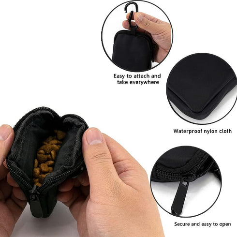 Waterproof Dog Treat Pouch, Dog Training Treat Pouch Built in Poop Bag Dispenser Adjustable Shoulder Bag (BLK) (BLK)...