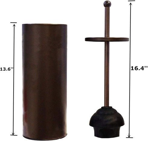 Bronze Toilet Plunger with Holder for Bathroom Metal Canister Holder Drip Cup, Heavy Duty, Deep Cleaning,Quick Dry Bronze...