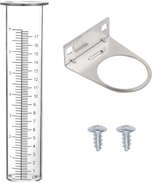 Rain Gauge Outdoor Plastic,Rain Gauges for Yard Freeze Proof 7" Capacity Rain Measure Gauge with Stainless Steel Mounting Rack Holder Large Clear ...