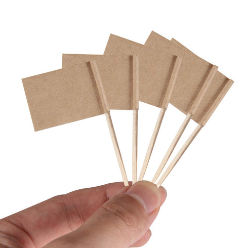 Senkary 100 Pack Blank Toothpick Flags Kraft Paper Food Signs Cheese Markers Cheese Labels for Charcuterie Board Accessories...