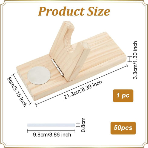 OLYCRAFT Wooden Hot Glue Gun Holder with 50Pcs Hot Melt Resin Glue Sticks Wood Hot Melt Glue Gun Stand Hot Melt Glue Gun Wooden Base with Glue Sti...