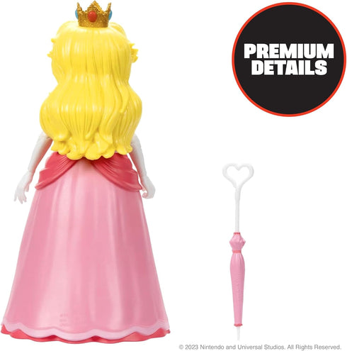 THE SUPER MARIO BROS. MOVIE - 5 Inch Action Figure Series 1 – Princess Peach Figure with Umbrella Accessory...