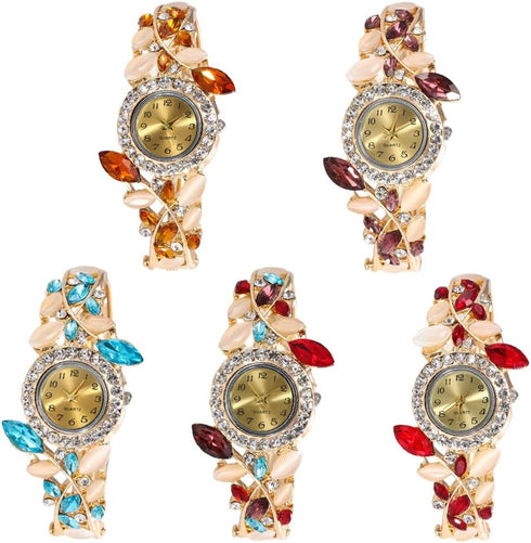 Weicam Women 5 Pack Luxury Watch Bracelet Diamond Flower Lady Retro Wholesale Wrist Watch Jewellery...