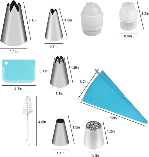 Cake Piping Set for Baking with Reusable Piping Bags and Tips, Standard Converters, Silicone Rings, Decorating Supplies for Deviled Egg , Cupcake ...