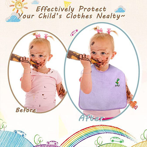 3Pcs Baby Drooler Bibs, Stay-dry Baby Drooling Bibs with Absorbent Terry Towel Backing, Water Resistant Large Face Towel Bibs for Kids Brushing, B...