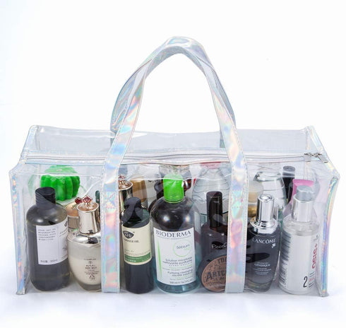 Clear Tote Bag Transparent Bag Stadium Approved Travel Gym See Through Toiletry Bag for Women...