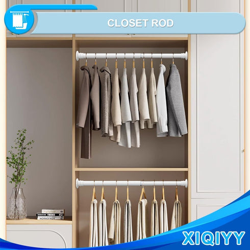 Spring Tension Rod 28 to 48 inches,Adjustable Heavy Duty Curtain Rod-Shower Curtain Rods for Bathroom,Windows,Door,White...