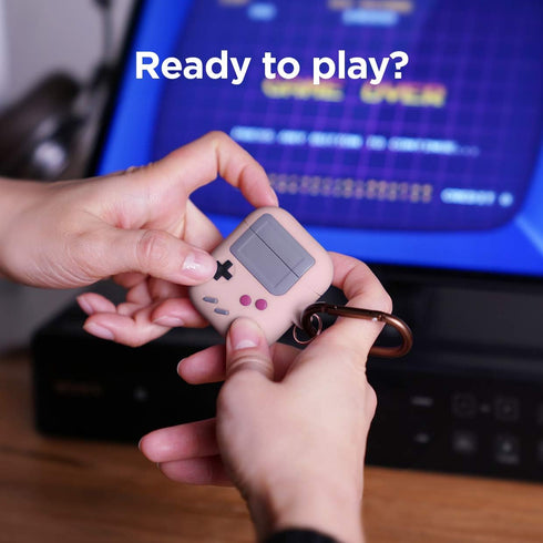 elago AW5 Compatible with AirPods Case 1 & 2, Classic Game Player Design Case with Keychain, Durable Silicone Construction (Sand Pink) [US Patent ...