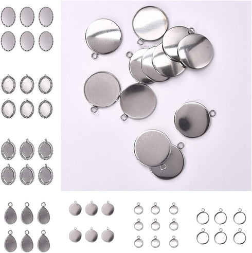 20pcs Stainless Steel Pendant Trays for Jewelry Making Finding Round Bezel 30x30mm...