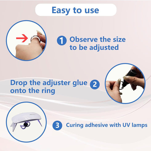 Eco-Friendly Innovative Ring Size Adjuster Adhesive with UV Light- Adjusts Any Ring Size, Easy Application & Removal, Ring Size Adjuster for Loose...