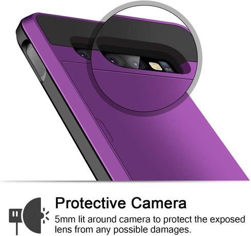 Vofolen Cover for Galaxy S10e Case Wallet Card Holder ID Slot Sliding Door Hidden Pocket Anti-Scratch Dual Layer Protective Hard Shell Rugged TPU ...
