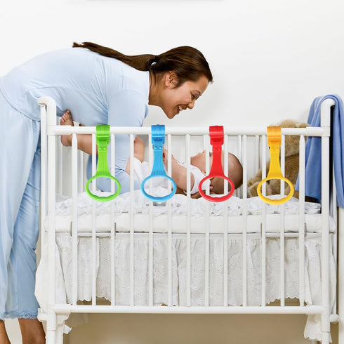 Baby Pull Up Rings 8Pcs, 4 Colors Baby Pull Up Bar Baby Playpen Accessories Playpen Pull Up Rings...