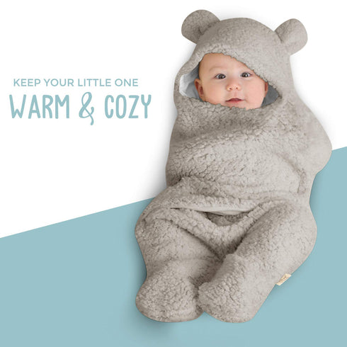 BlueMello Swaddle Blanket | Ultra-Soft Plush Essential for Infants 0-6 Months | Receiving Swaddling Wrap Grey | Ideal Newborn Registry and Toddler...