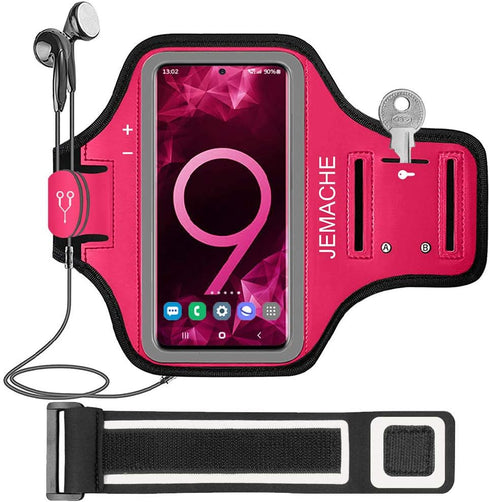 Galaxy S10+ S9+ S8+ Armband, JEMACHE Gym Running Workouts Arm Band for Samsung Galaxy S10 Plus/S9 Plus/S8 Plus with Key Holder (Rose)...