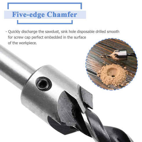 Mesee 7 Pieces HSS Countersink Drill Bit Set 3mm 4mm 5mm 6mm 7mm 8mm 10mm High Speed Steel Counter Sink Bits Carpentry Chamfer Reamer Woodworking ...