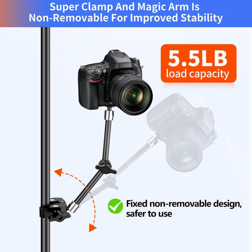 Magic Arm Camera Mount 11inches with Super Clamp,Articulating Arm Load Capacity 6lbs,Camera Mounts & Clamps with 1/4" and 3/8" Threads for LCD Mon...