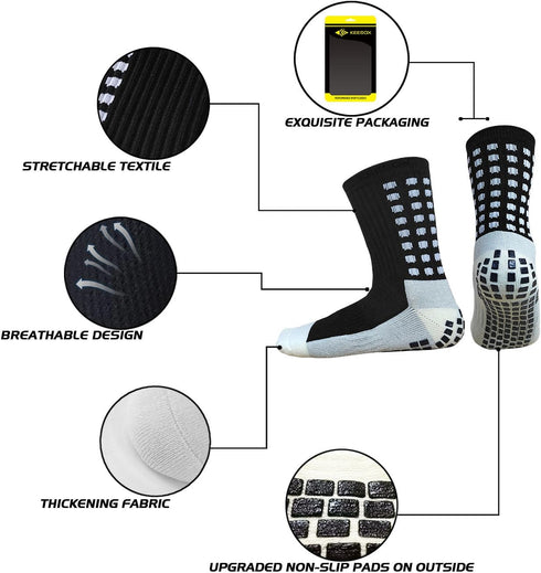 Anti Slip Football/Basketball/Soccer Socks (Black)...