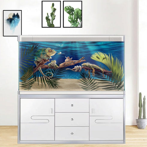 Natural Undersea Aquarium Background, Underwater Ocean Sunlight Fish Tank Background 48X24IN with 8 EVA Double-Sided Tape...
