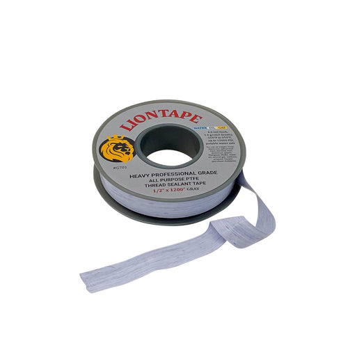 Liontape G701 3-Pack 1/2" x 1200" (100-Ft) Heavy Duty Professional Teflon Tape, for Water/Oil/Gas, 4-Mil, High Density, Up to 12000 psi, Grey...