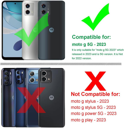 for Moto G 5G 2023 Case, Shockproof Phone Case & Sliding Camera Cover & Ring Holder Kickstand with Screen Protector for Motorola Moto G 5G 2023 (6...