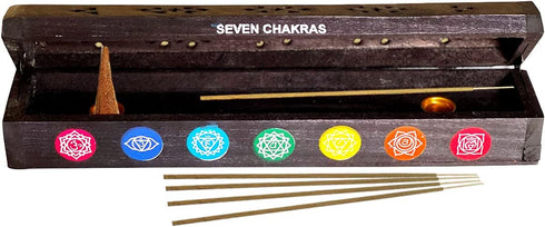 Chakra Incense Holder Burner Box Storage for Sticks Cones Ash Catcher...