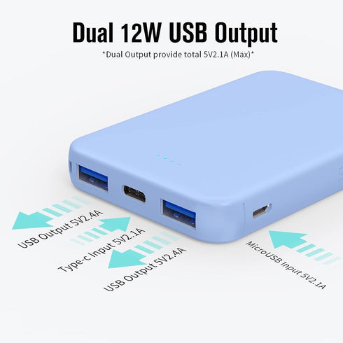 VANYUST S22 Portable Charger, 5000mAh Mini Power Bank 3-Port Output (USB-C in&Out) Fast Charging, External Battery Pack Compatible for iPhone 14/1...