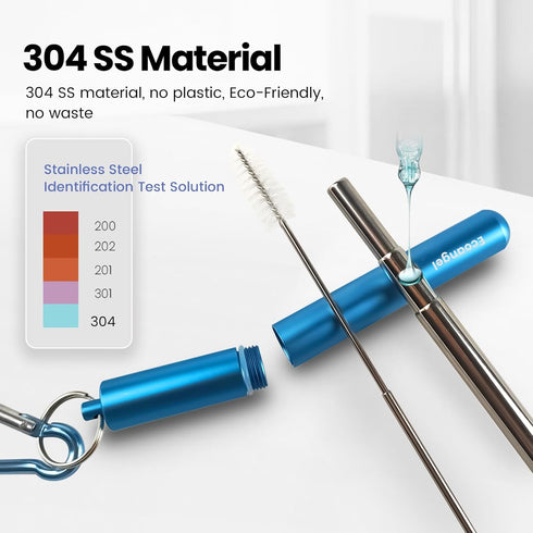 Cruise Ship Essentials,4-Pack reusable Collapsible Stainless Steel Drinking Straws with Aluminum Case,Cleaning Brush,and Keychains-Silver,Blue,Red...