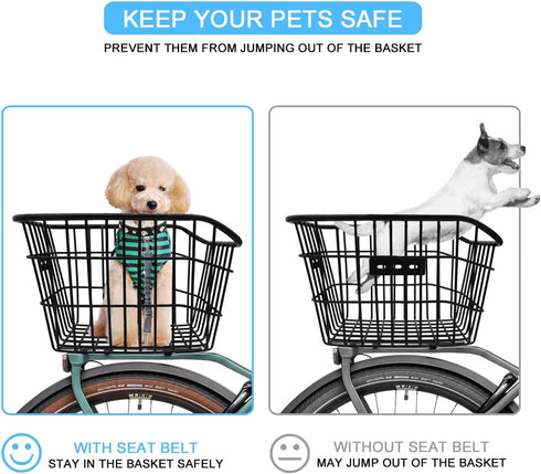 Dog Seat Belt for Bike Basket, Retractable Bicycle Dog Seatbelt, Elastic Pet Safety Leash Harness for Cat, Dog Leash Extension Attachment Shock Ab...