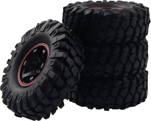 6-Spoke 1.9" Rubber Tires 108mm Wheels & 12mm Hex Hub Wheel Rims Compatible with 1/10 Axial D90 SCX10 CC01 TF2 RC Off-Road Climbing Crawler Car...