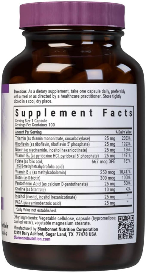 Bluebonnet Nutrition Cellular Active Coenzyme B-Complex, Energy Production & Nerve Support*, Vegan, Kosher Certified, Gluten-Free, Soy-Free, Dairy...