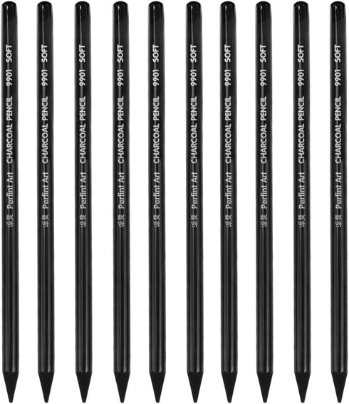 10pcs Woodless Pencil Set - Black Charcoal Pencil 7.2mm for Drawing, Writing, Shading, Coloring, Soft Pencil No Wood, Gift for Artist, Hobbyist,Be...