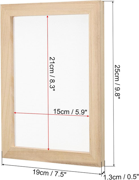 PATIKIL 9.8"x7.5" A5 Wooden Paper Making Screen, Paper Making Mold Frame Papermaking Mould Deckle for DIY Paper Craft Tool Dried Flower Handcraft,...
