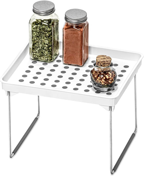 Madesmart Small Stackable Storage Shelf for Cabinets or Counters, Plastic Collapsible Cabinet Shelf for Home Organization, White , 9.38 x 7.63 x 1...