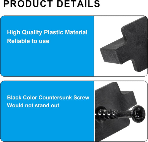 50Pcs Hidden Fasteners Clips for Deck Fastening, Black Nylon Plastic T Clips with Metal Screws for Composite Decking Boards Universal Deck Fastene...