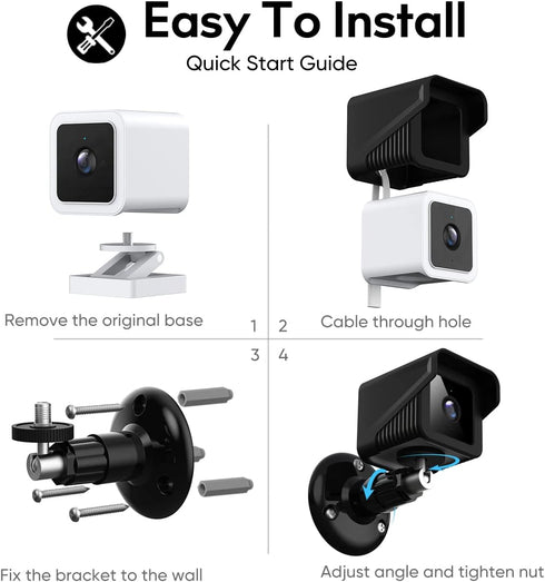 Gcioii Mount for All-New Wyze Cam V3,Weatherproof Protective Silicone Skin Cover and 360 Degree Adjustable Wall Mount Accessories for WYZE Cam V3 ...