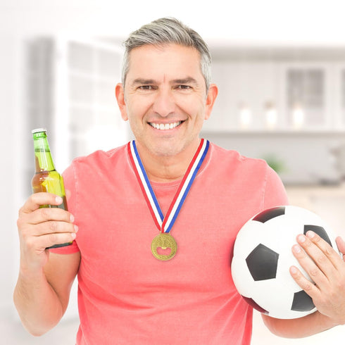 2PCS Medal Shaped Bottle Opener - Gold Medal Beer Opener, Metal Fun Bottle Cap Open Utensil with Neck Ribbon for Bar Bartender Restaurant Party Ho...