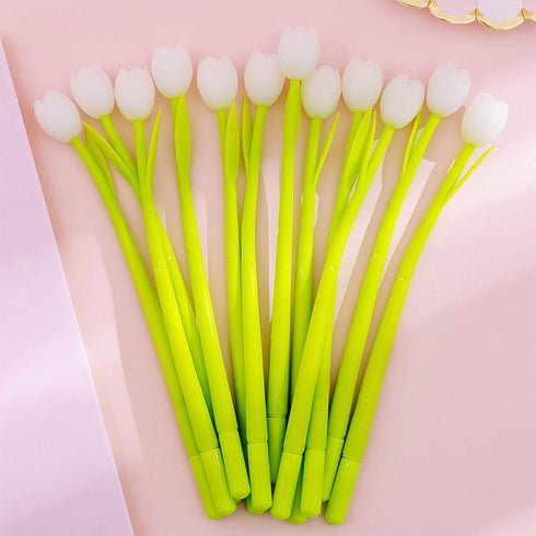 30 Pieces Color Changing Flower Pens, Gel Flower Pens 0.5mm Black Creative Gel Ink Rollerball Pen Tulip Ballpoint Pens Suitable for Home Office Sc...