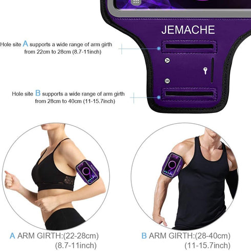 Galaxy Note 10+, 9, 8 Armband, JEMACHE Gym Run Workout Water Resistant Arm Band Case for Samsung Galaxy Note 8/9/10 Plus with Key Holder (Purple)...