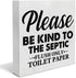 Country Only Flush Toilet Paper Wood Box Sign Decor Desk Sign Be Kind to the Septic Wooden Box Block Sign Rustic Home Bathroom Shelf Wall Decorati...