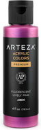 ARTEZA Iridescent Acrylic Paint, Fluorescent Lively Pink, 118 ml Bottle, Heavy Body Acrylic Paint, Professional Art Supplies for Acrylic Painting...