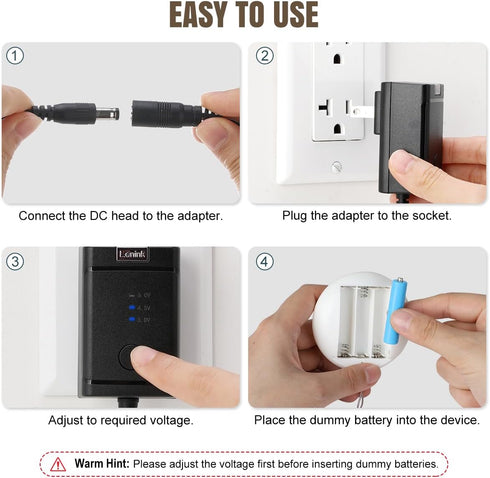 Lenink Adjustable AC Power Supply Adapter for 2 AAA 3 AAA 4 AAA Batteries, AAA Battery Replacement Adapter (Black)...